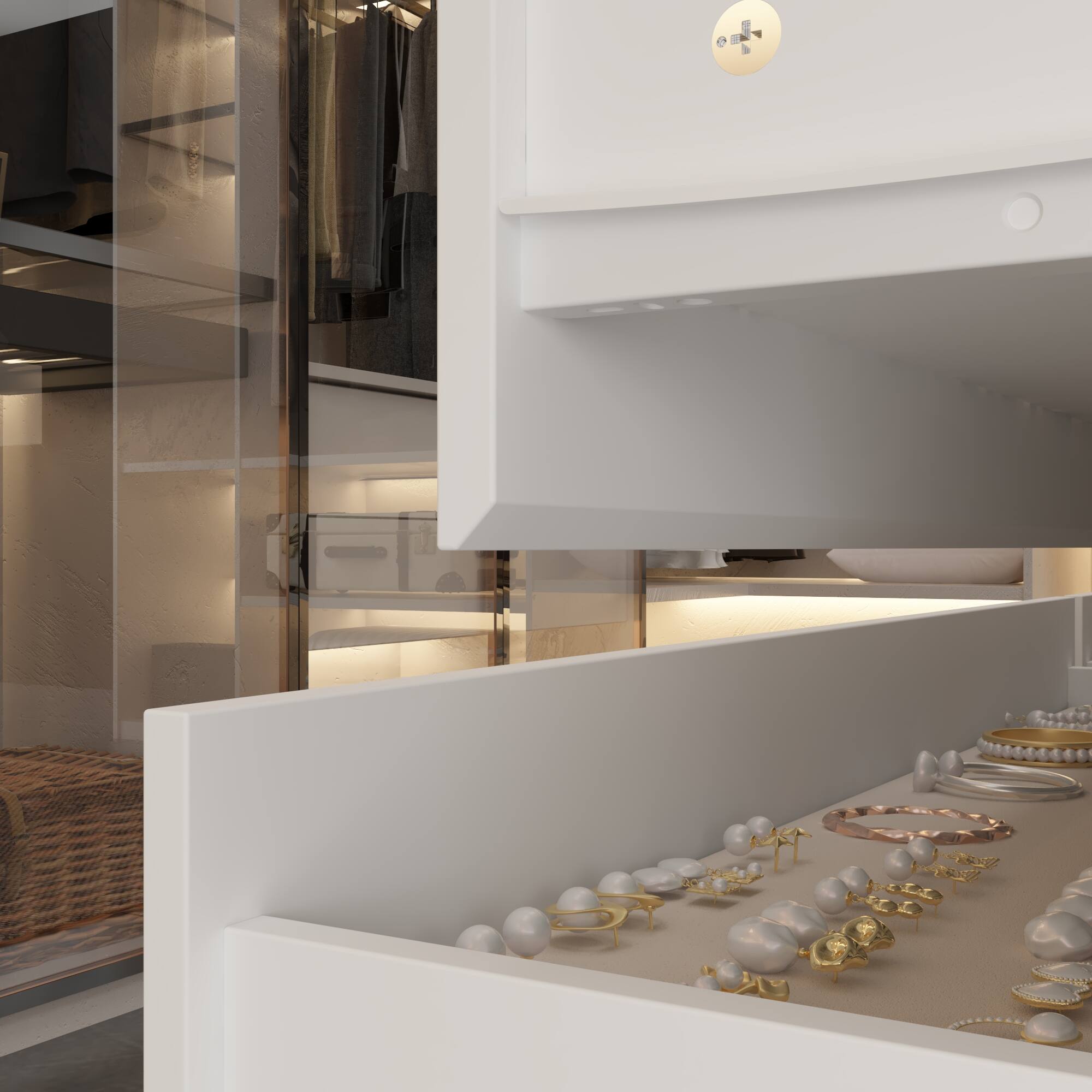 Alt View 2. Famapy - Famapy Closet Island Dresser with Glass Top: Organized Storage for Jewelry & Accessories - White.