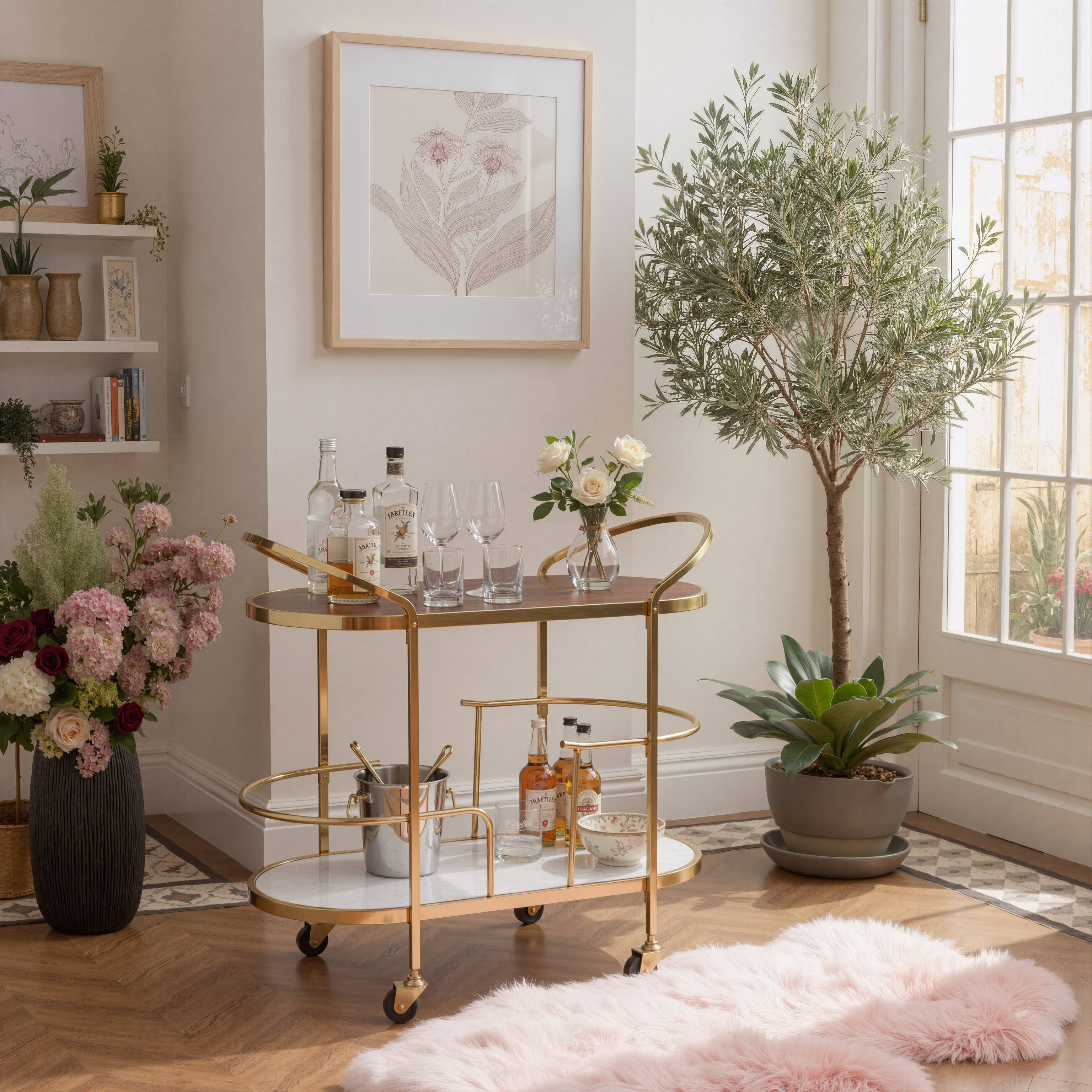 Angle. Hivvago - Antalya Bar Cart Multicolor - Multicolor.