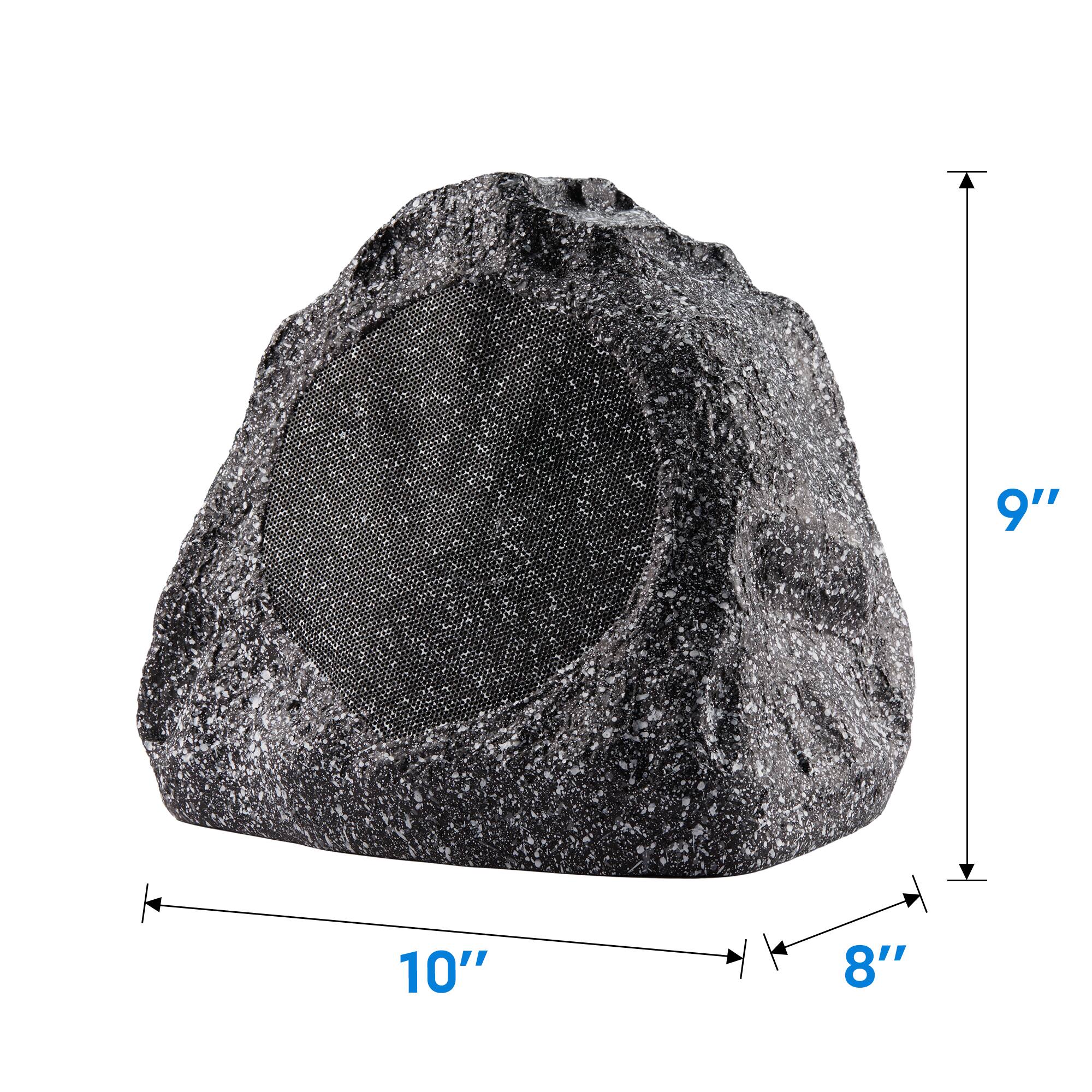 Alt View 5. Theater Solutions by Goldwood - 8R6G Outdoor 6.5" Rock 8 Piece Speaker Set for Deck Pool Spa Yard Garden - Granite Gray.