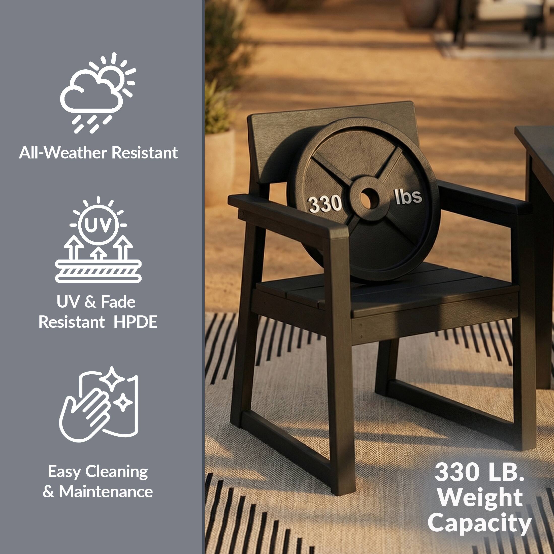All-Weather Resistant  
UV & Fade Resistant HPDE  
Easy Cleaning & Maintenance  
330 LB. Weight Capacity