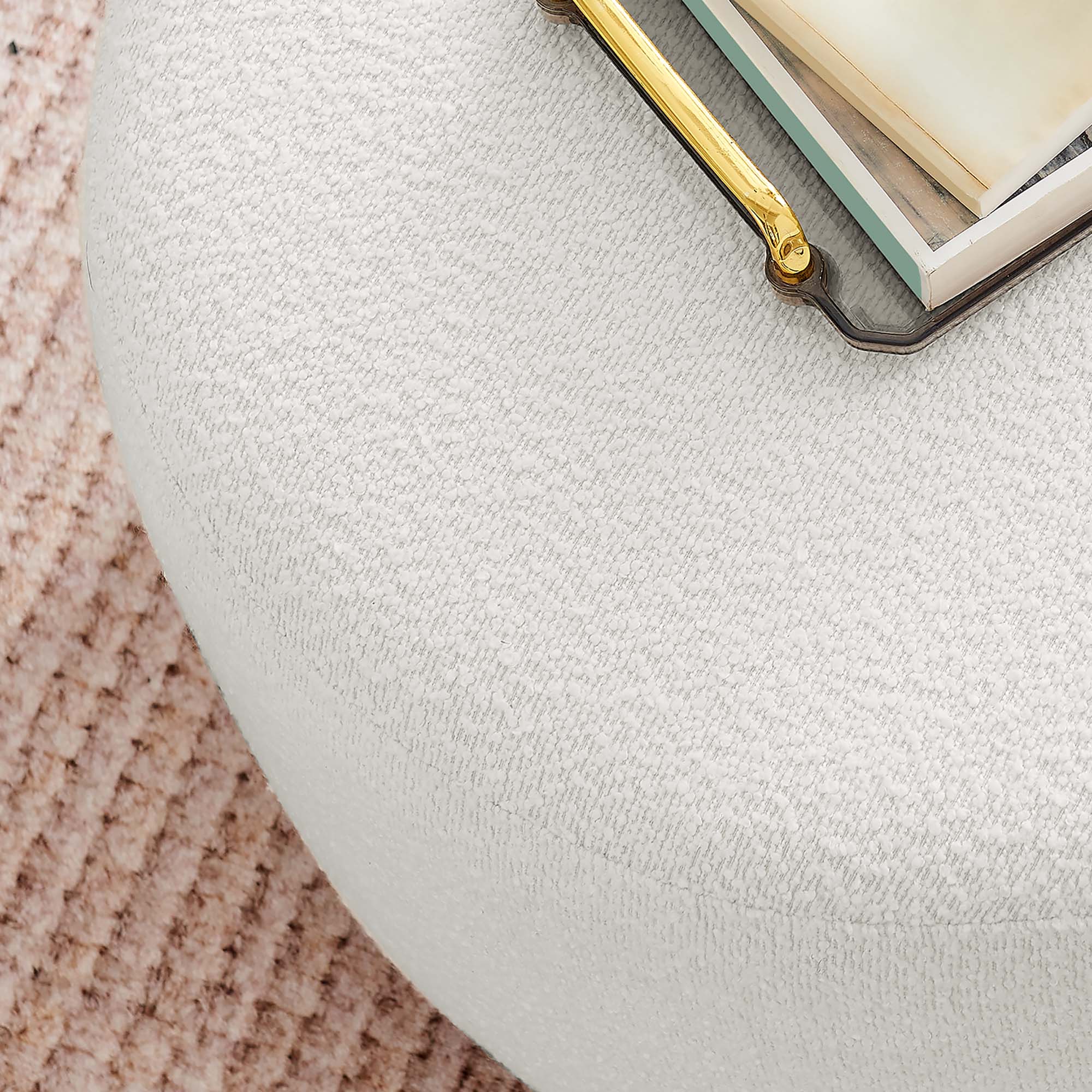 Alt View 2. Modway - Tilden Large 23" Round Boucle Upholstered Upholstered Ottoman by Modway - Cloud Walnut.