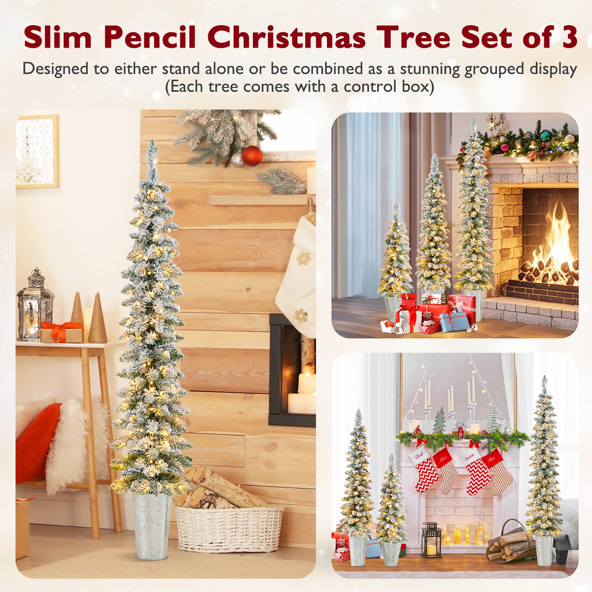 Slim Pencil Christmas Tree Set of 3  
Designed to either stand alone or be combined as a stunning grouped display  
(Each tree comes with a control box)