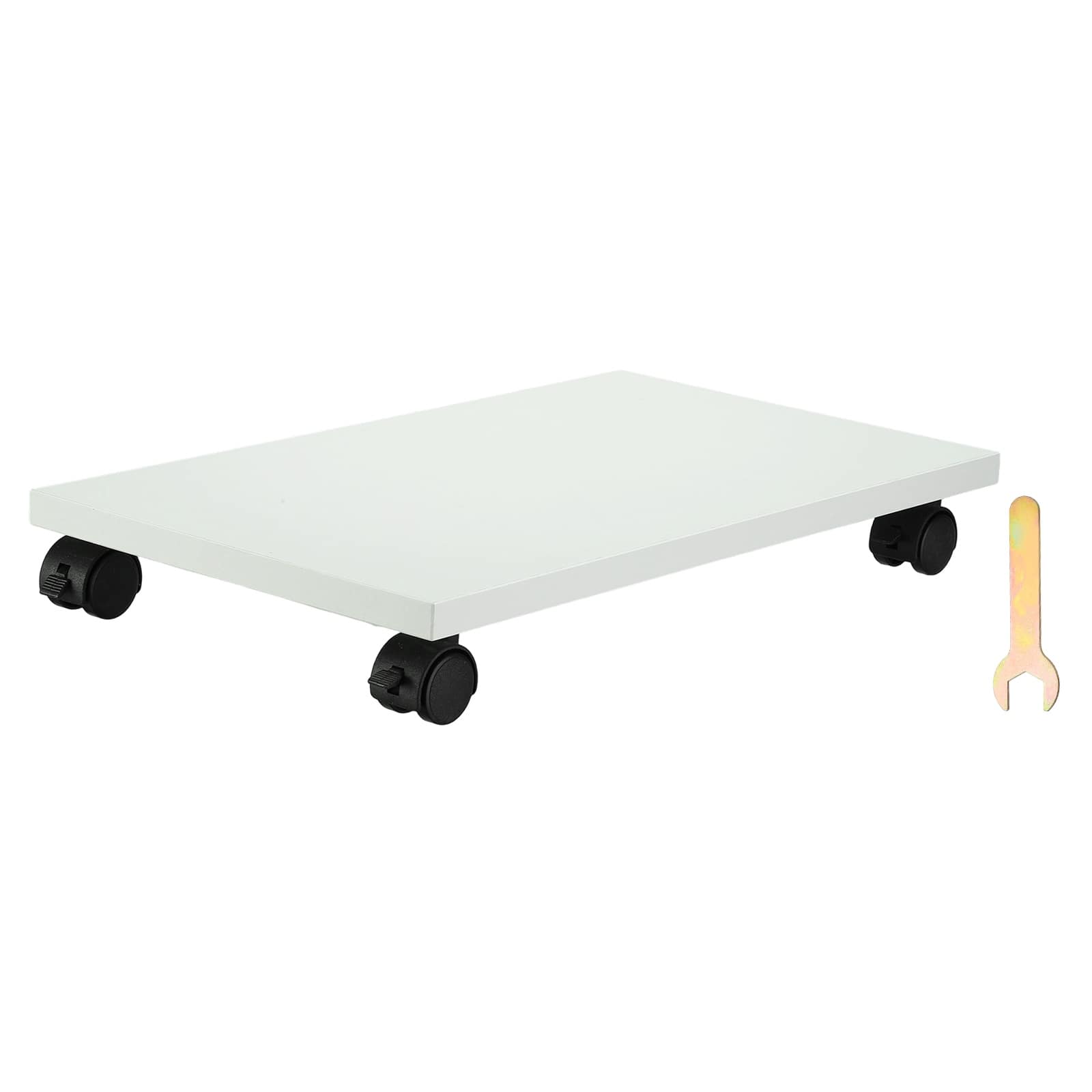 Unique Bargains - 9x16in PC Stand, Computer Tower Stand Wood CPU Holder Under Desk Mobile Cart 4 Caster Wheel for Floor Carpet - White