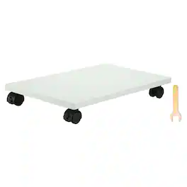 Unique Bargains - 9x16in PC Stand, Computer Tower Stand Wood CPU Holder Under Desk Mobile Cart 4 Caster Wheel for Floor Carpet - White