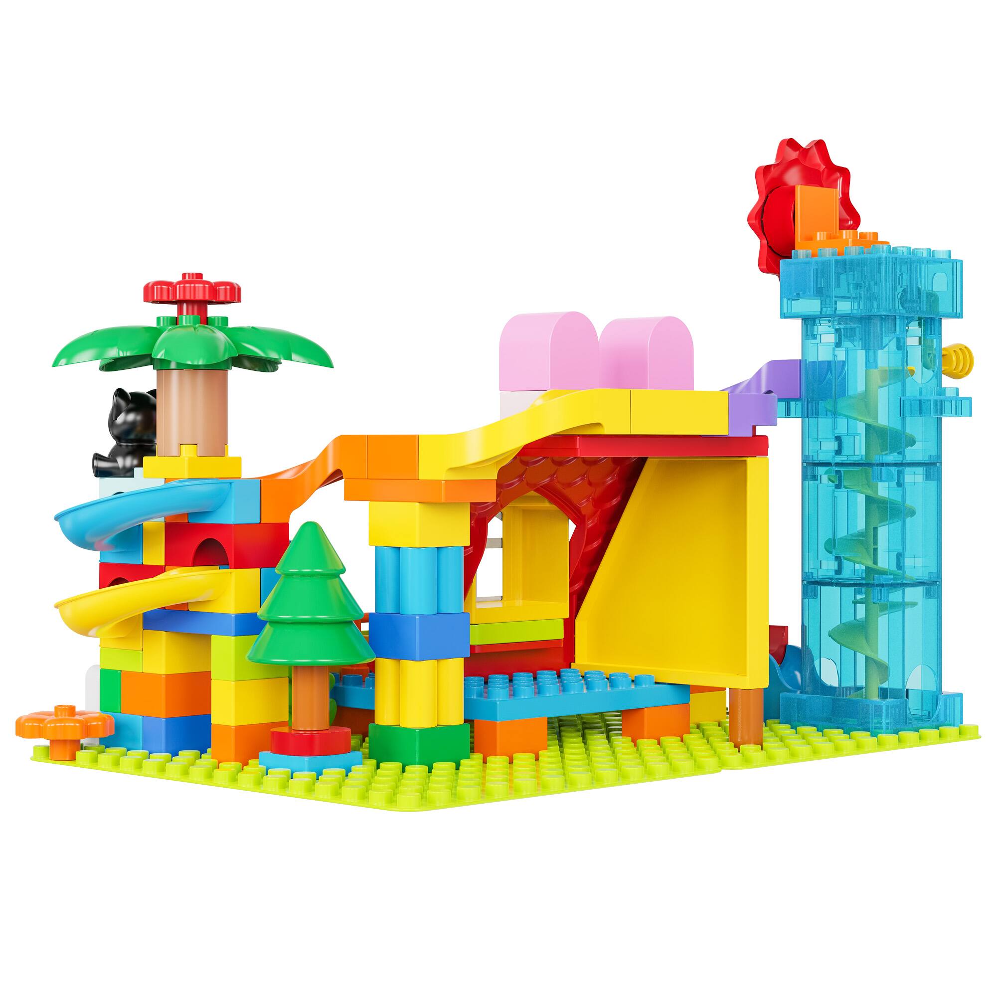 Back. Contixo - MK1 Marble Track Building Set, 118-Piece STEM Toy with Elevator Lift, Rabbit House & Multi-Lane Marble Run, Ages 3+ - Multi.