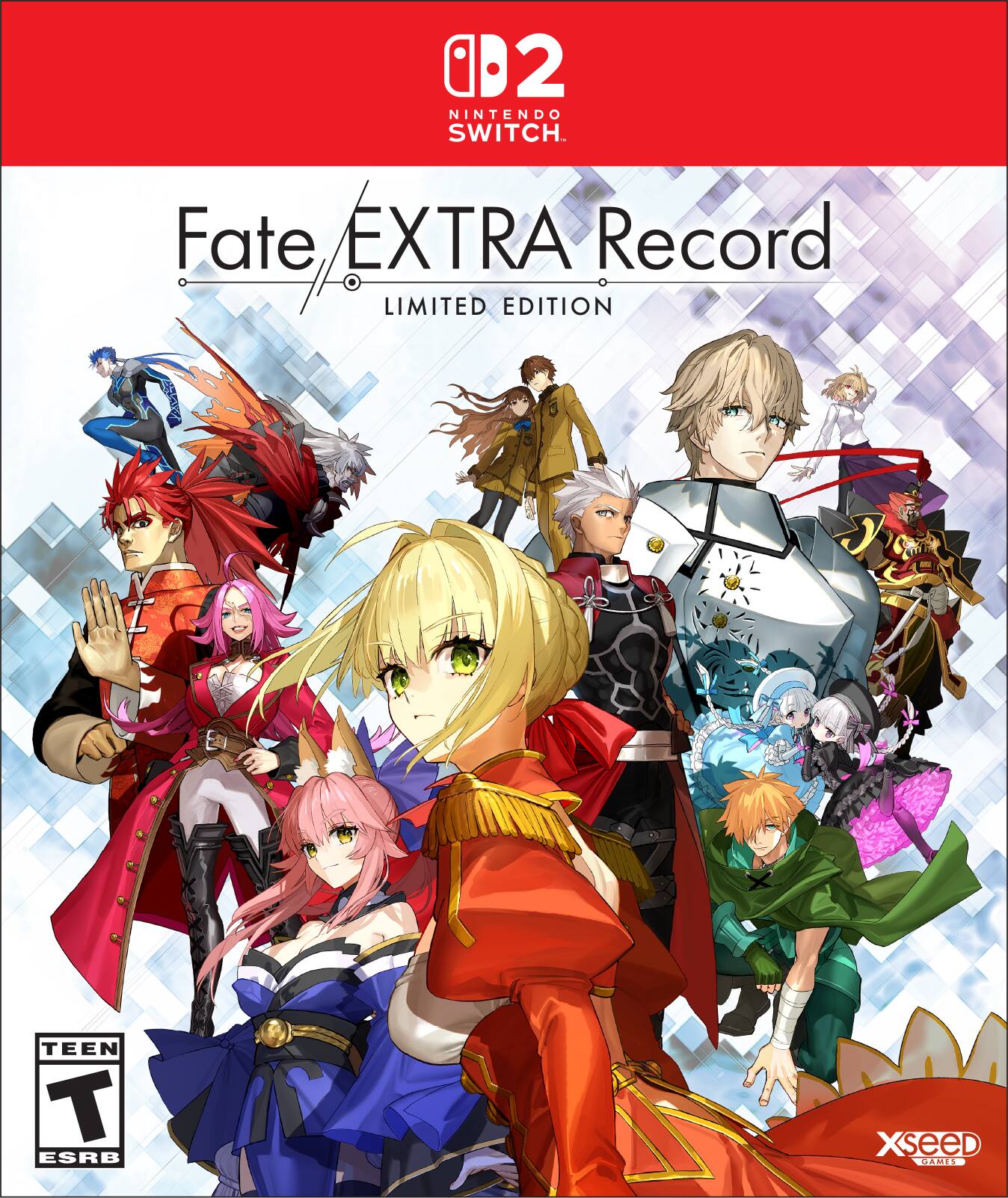 B2 NINTENDO SWITCH  
Fate EXTRA Record LIMITED EDITION  
TEEN T ESRB  
XSEED GAMES - T (Teen 13+)