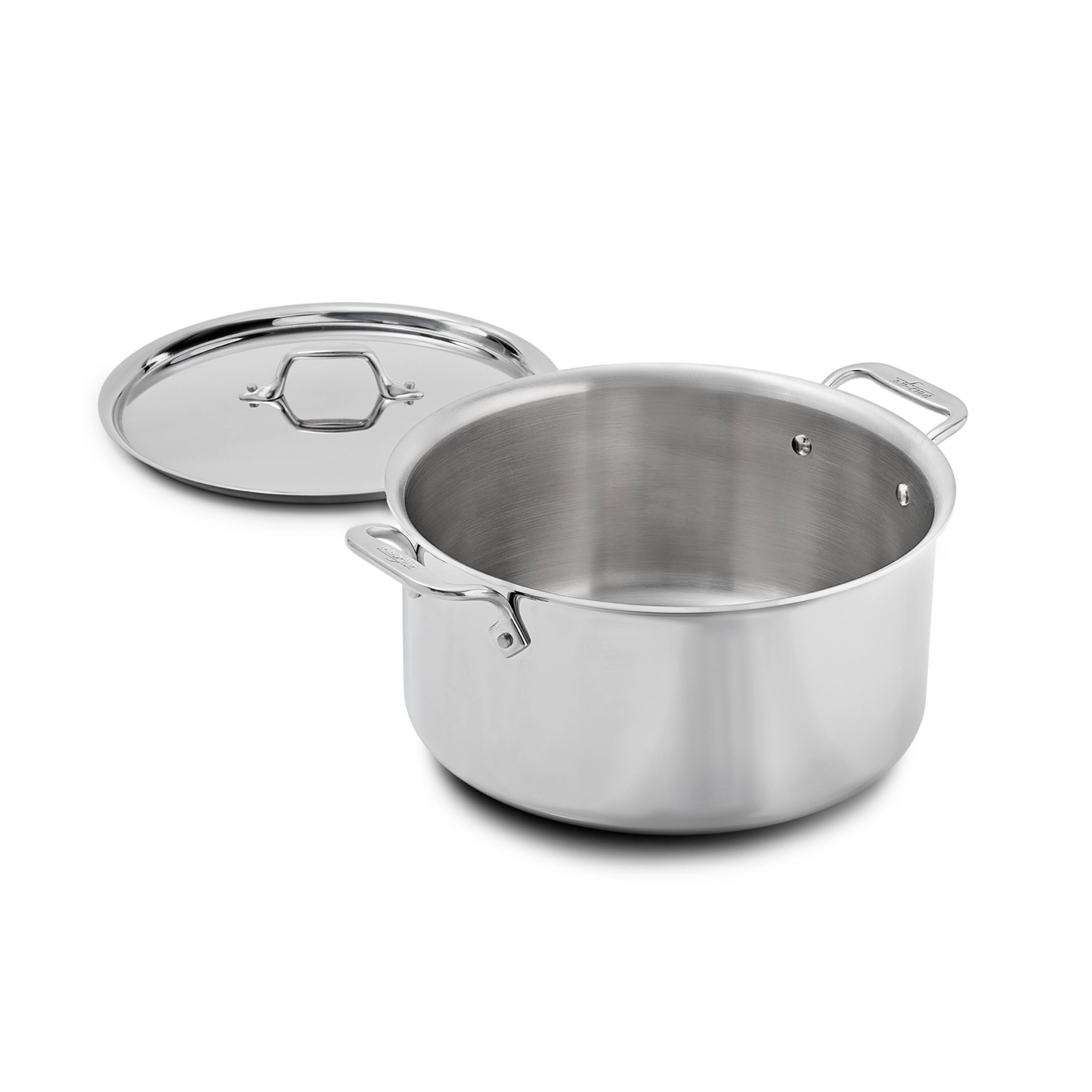 Alt View 3. All Clad - All-Clad 8qt Stainless Steel Stockpot, 3-Ply Bonded Cookware, Silver - Silver.