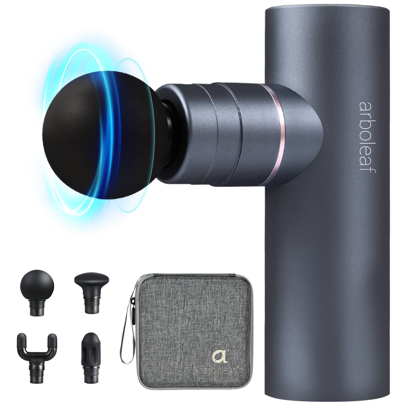 Arboleaf - Deep Tissue Massage Gun, Full-Metal Handheld Massager for Back Pain Relief, Portable - Dark Gray