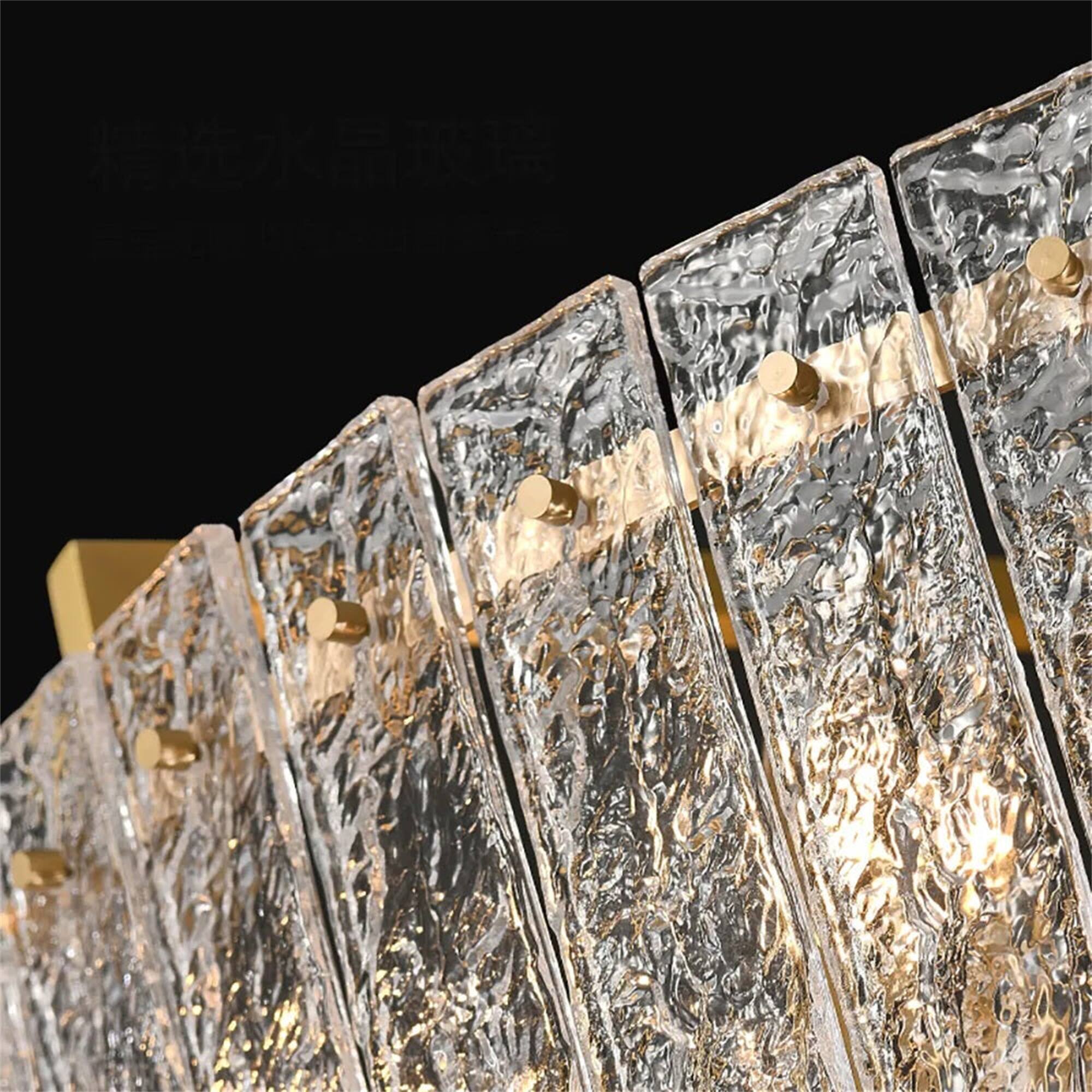 Alt View 2. Siljoy - 33-Inch 8-Light Cracked Glass Crystal Chandelier, Height Adjustable for Dining Living Room Kitchen Island - Gold.