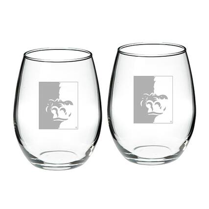 Front. Jardine - Pittsburg State Gorillas Team Design Two-Piece 21oz. Stemless Wine Glass Set - Multicolor.