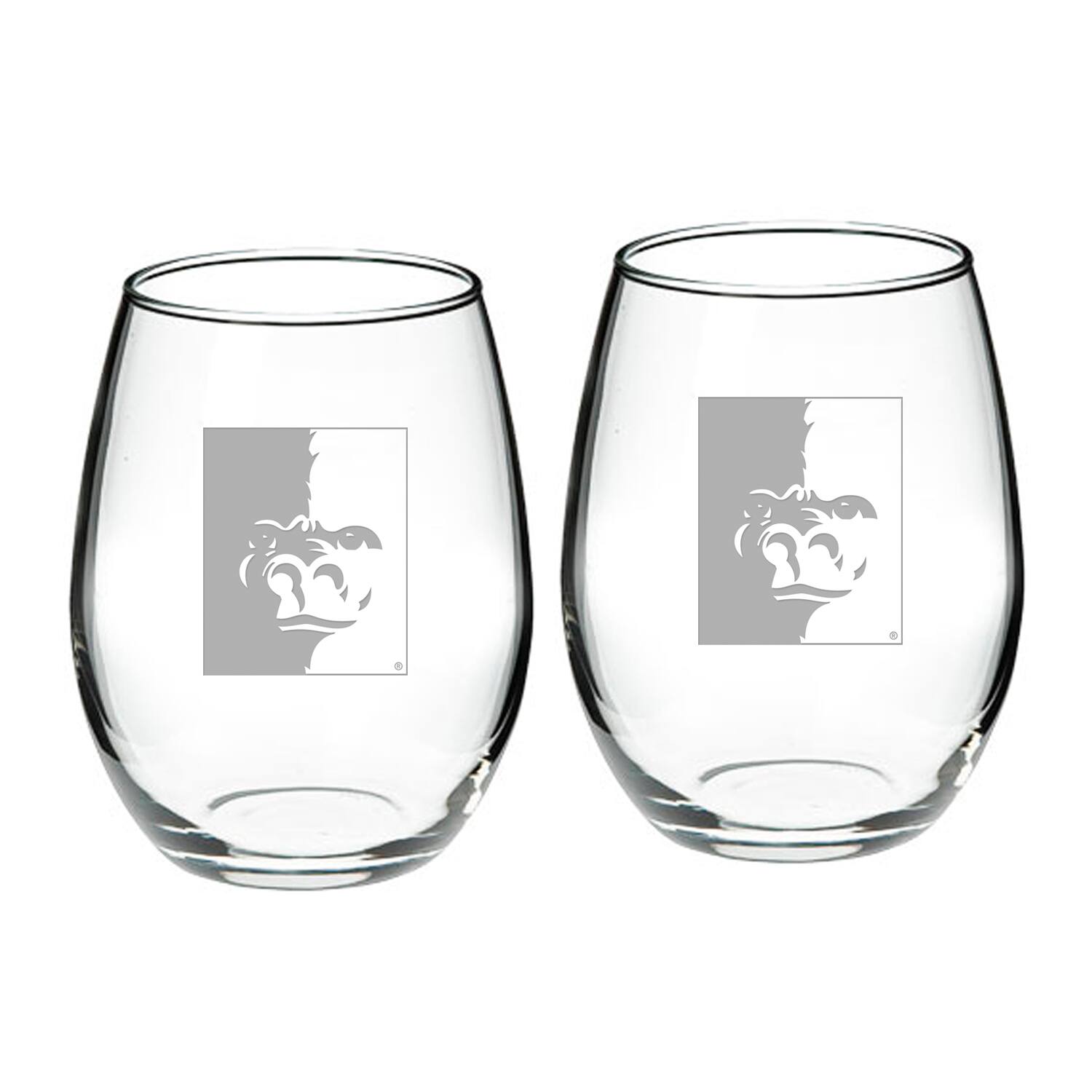 Front. Jardine - Pittsburg State Gorillas Team Design Two-Piece 21oz. Stemless Wine Glass Set - Multicolor.