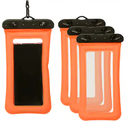 Front. Unique Bargains - 3pcs Waterproof Phone Pouch Floating No Sink Universal Cellphone Dry Bag for Kayaking Beach Swimming Hiking - Orange.