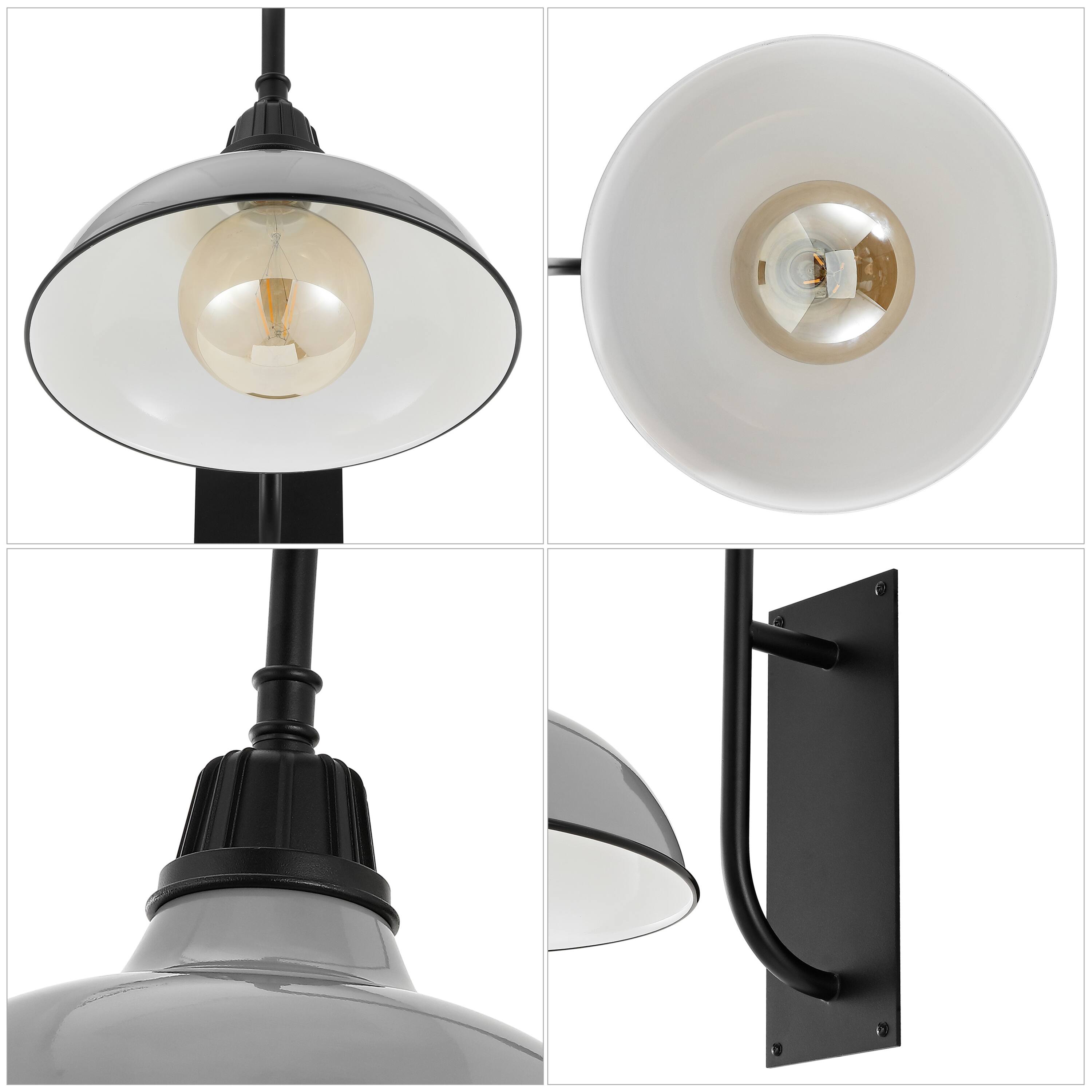 Alt View 4. Jonathan Y - Stanley 12.25" 1-Light Farmhouse Industrial Indoor/Outdoor Iron LED Gooseneck Arm Outdoor Sconce, Gray - Gray/Black.