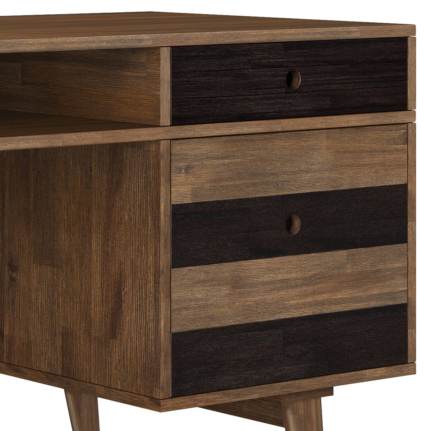 Alt View 5. Simpli Home - Clarkson SOLID ACACIA WOOD Contemporary 60 inch Wide Desk with side drawers in Rustic Natural Aged Brown - Rustic Natural Aged Brown.