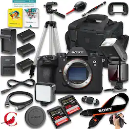 Sony - a9 III Mirrorless Camera + 256 GB Memory Card+ 2pc Extra Battery + Camera Case + Tripod + More (24pc Bundle) - Black