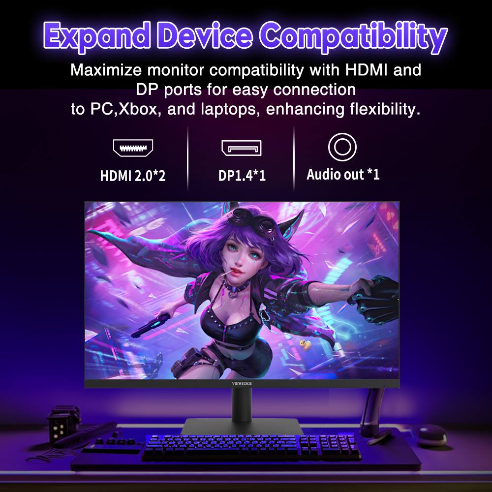 Alt View 4. Viewedge - Viewedge 24 Inch Gaming Monitor FHD 240hz, VA 1ms 1080p 110% sRGB, HDMI & DP Port, Support Wall Mount - Black.