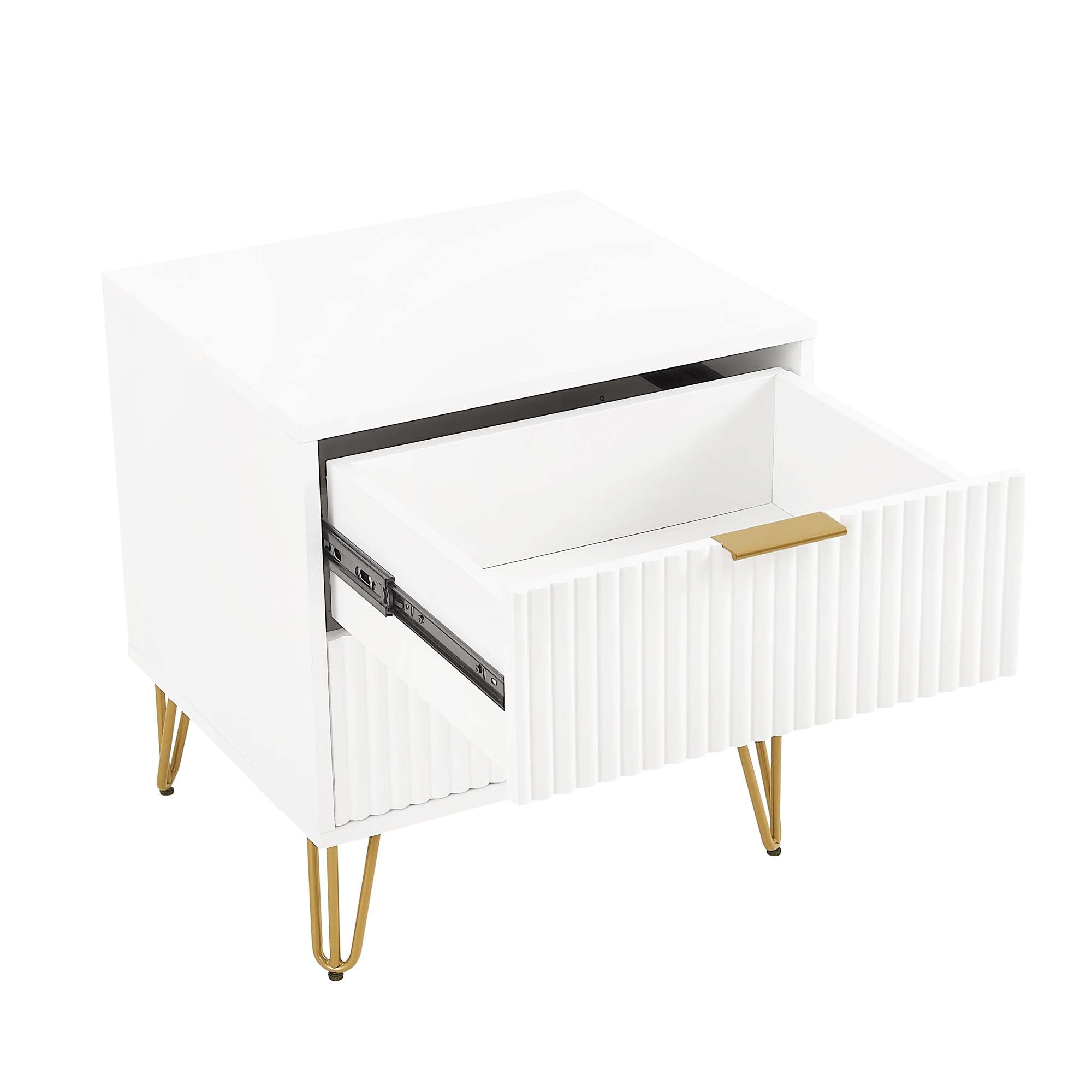 Alt View 3. Manhattan Comfort - Dumbo Modern 20" Fluted Nightstand - White.