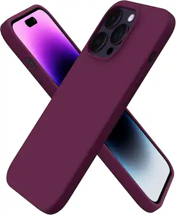 Front. Ornarto - ORNARTO Designed for iPhone 14 Pro Case 6.1", Slim Liquid Silicone 3 Layers Full Covered Protective Cover-WineRed - WineRed.