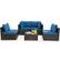 Front. Costway - 5PCS Patio Rattan Furniture Set Cushioned Sofa Chair Coffee Table - Navy.