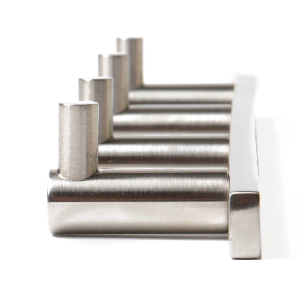Angle. Alfi - Brushed Nickel Wall Mounted 4 Prong Robe / Towel Hook - Silver.