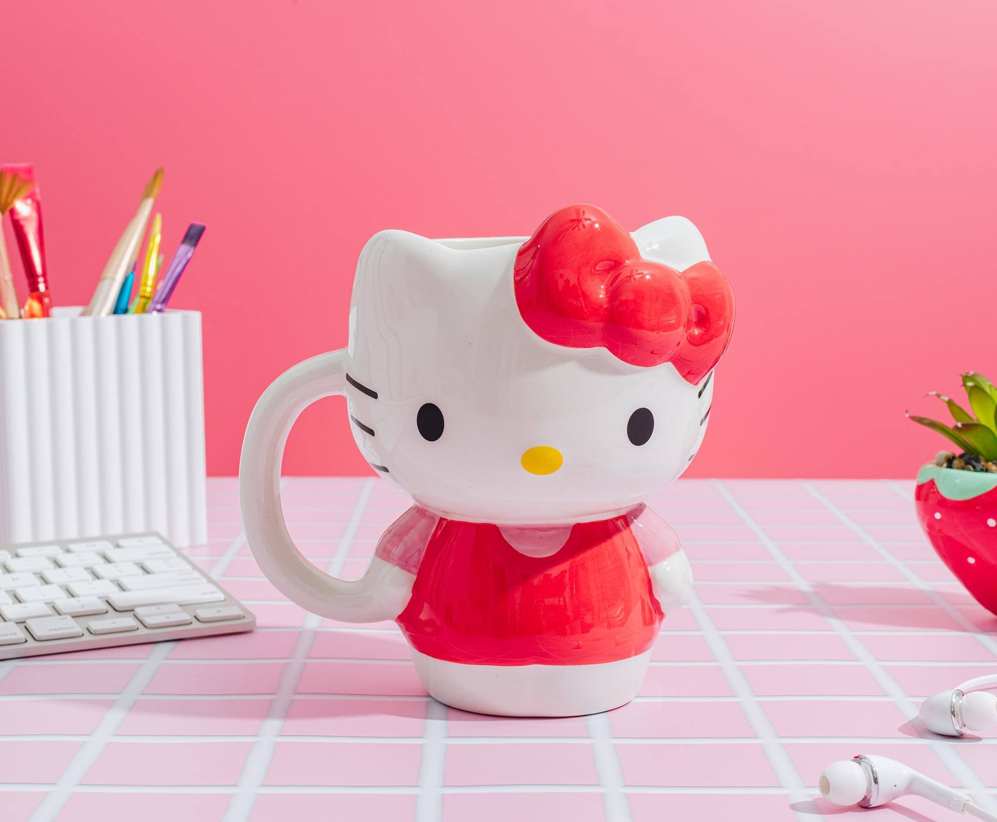 Alt View 3. Silver Buffalo - Sanrio Hello Kitty Red Dress Sculpted Ceramic Mug | Holds 20 Ounces - Red.