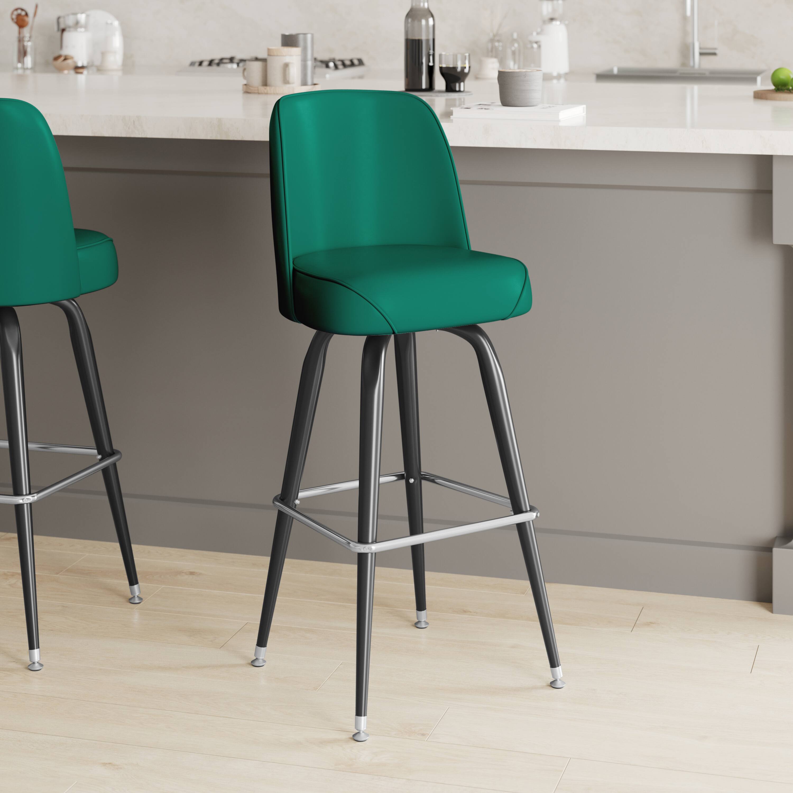 Alt View 4. Emma + Oliver - 2 Pack Metal Barstool with Swivel Bucket Seat - Green.