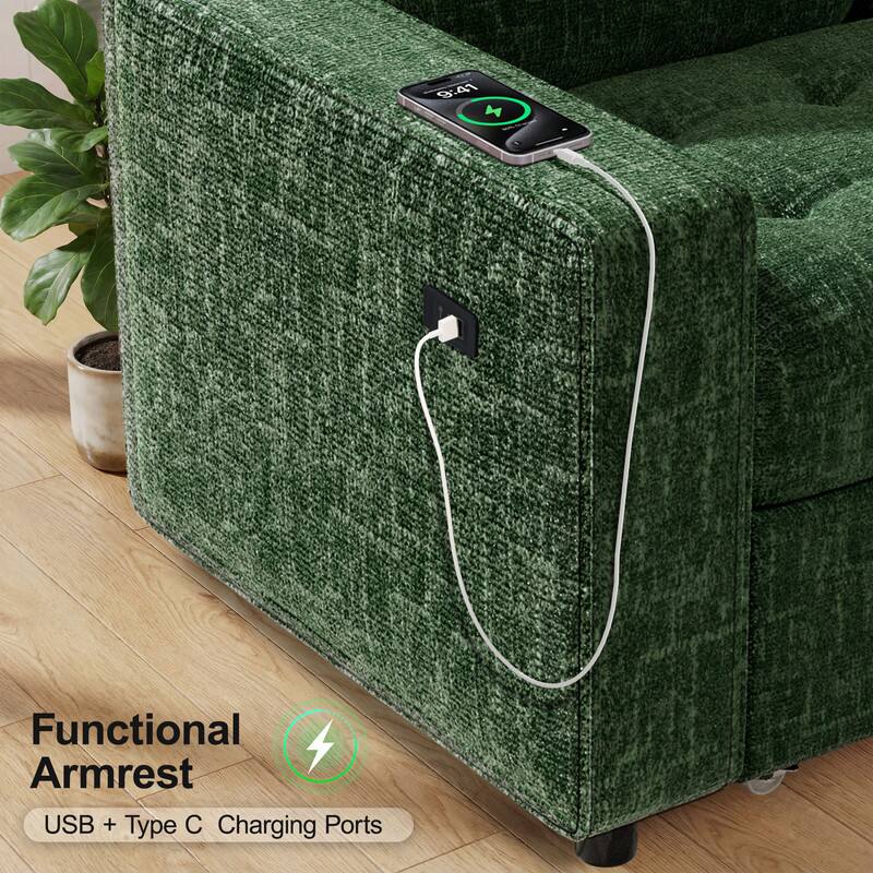 Functional Armrest  
USB + Type C Charging Ports