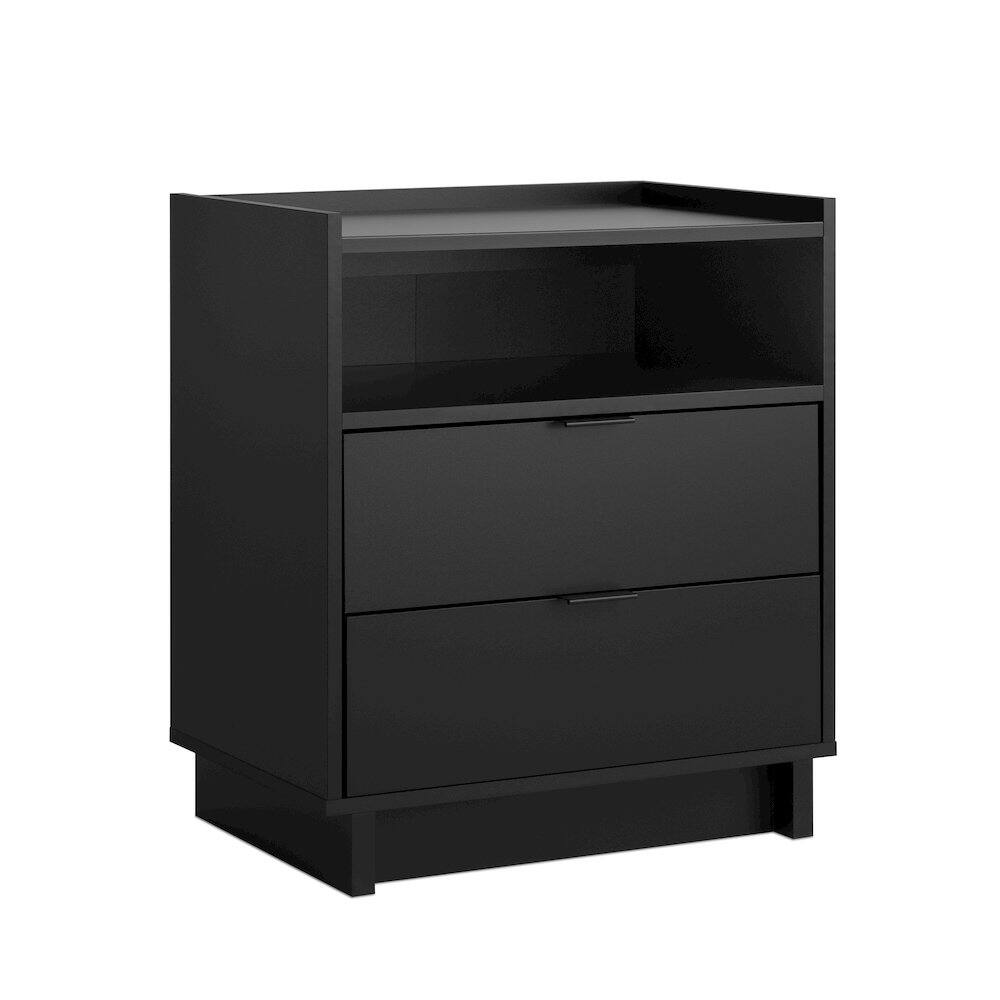 Angle. Prepac - Simply Modern Black 2 Drawer 23.75" W Nightstand - Black.