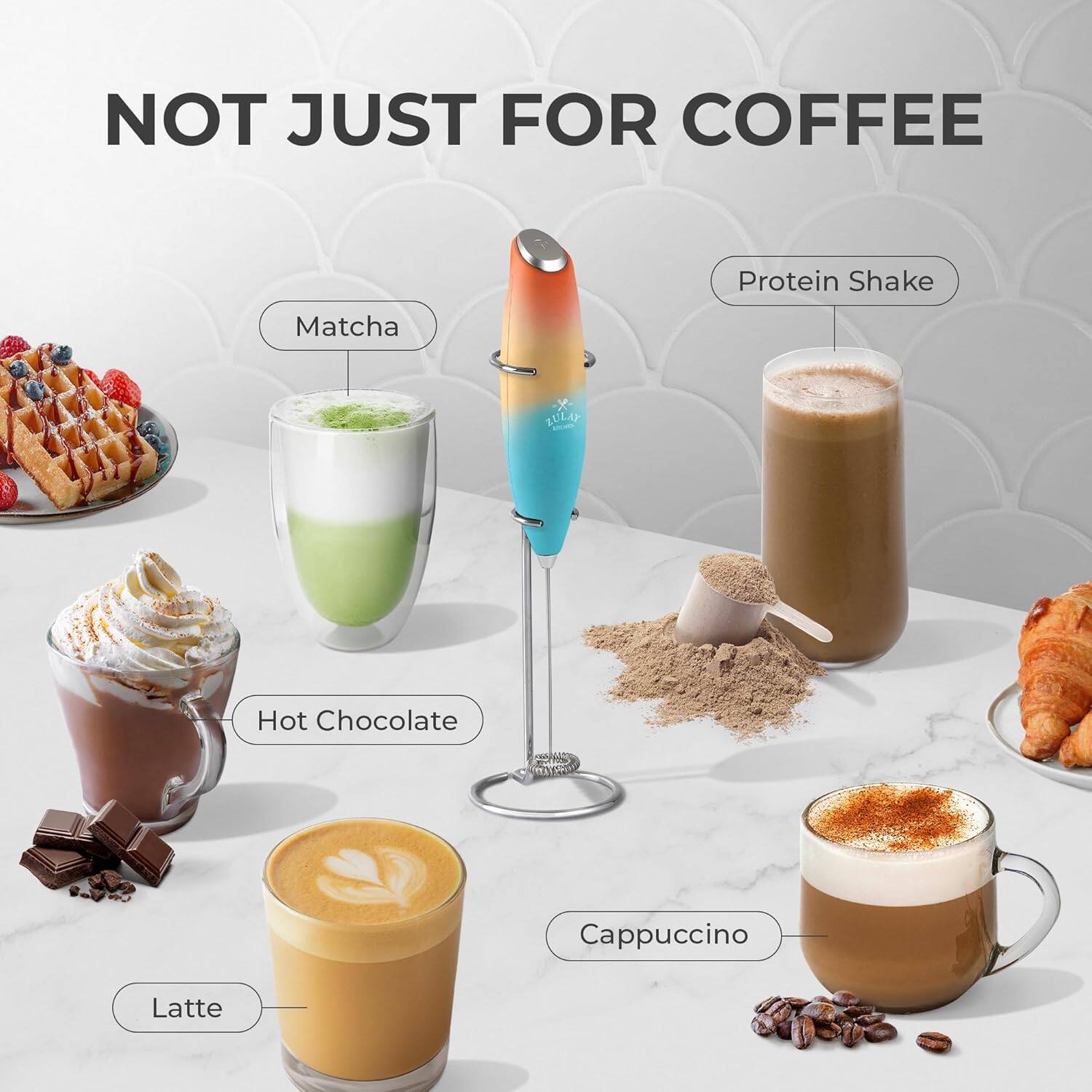 NOT JUST FOR COFFEE

- Matcha
- Protein Shake
- Hot Chocolate
- Latte
- Cappuccino