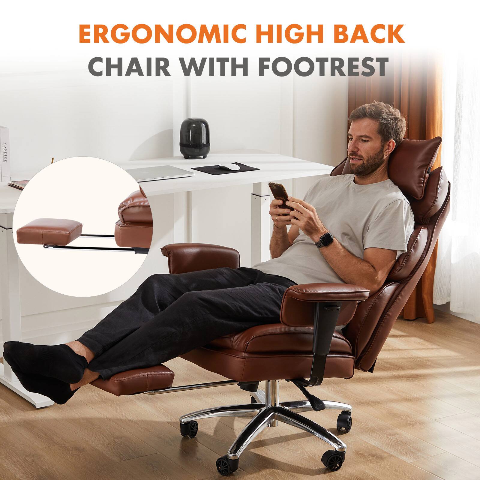 ERGONOMIC HIGH BACK CHAIR WITH FOOTREST