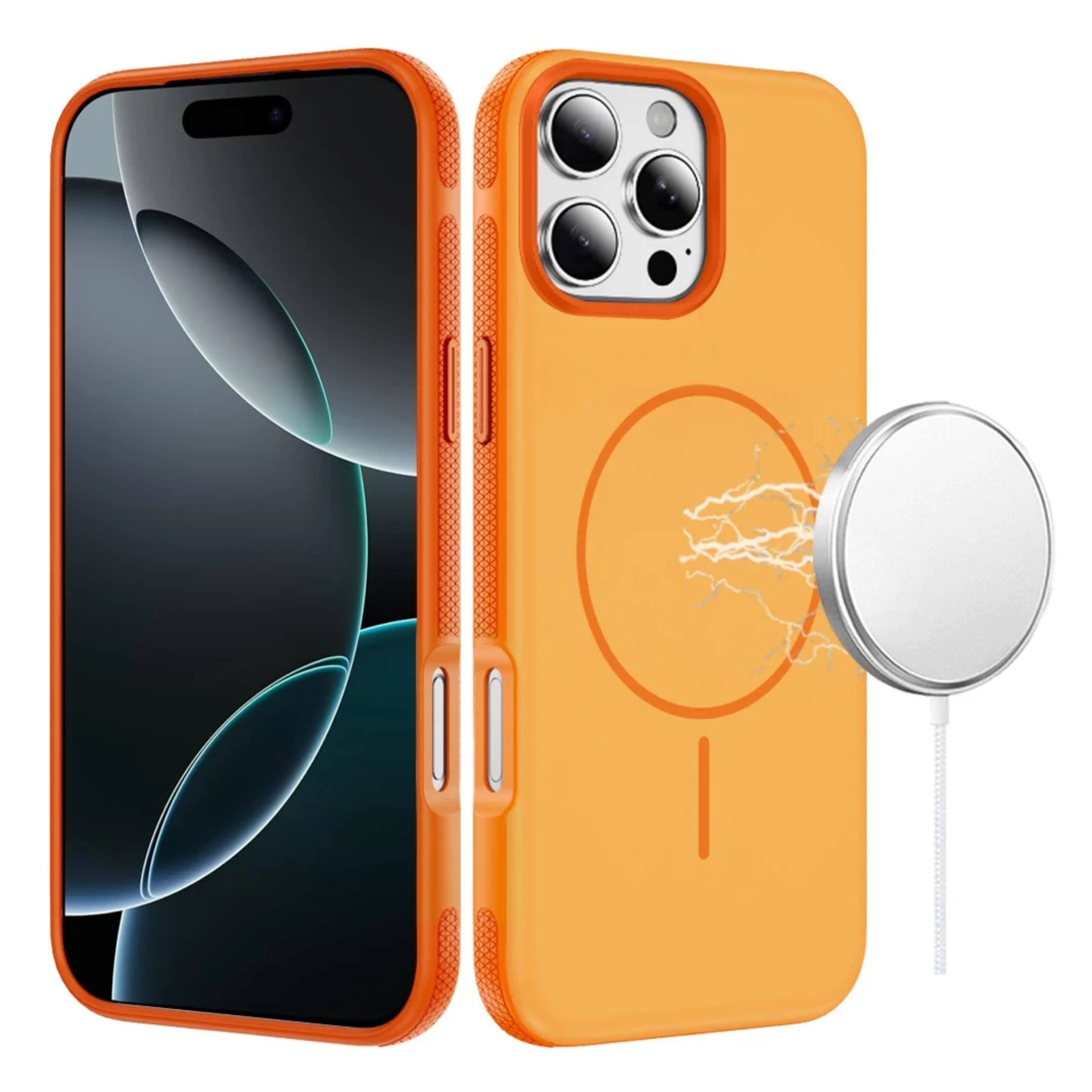 Kitcheniva - Rugged Side Grip Magnetic Circle Phone Case With Tempered Glass For iPhone 16 Pro Max - Cosmic Orange price history on PriceWatchPro