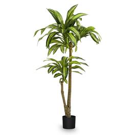 Maia Shop - Artificial Dracaena Tree 4 ft. 3 in. Tall Tropical Home Decoration, 51 In - Brown