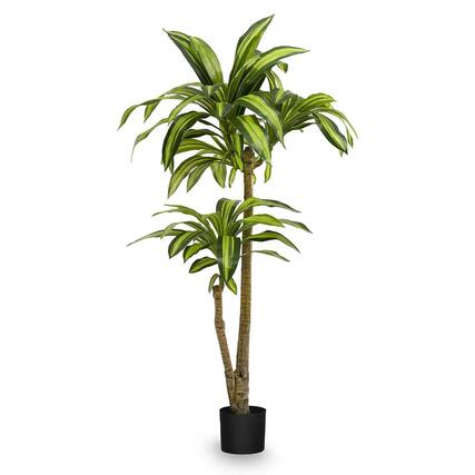 Front. Maia Shop - Maia Shop Artificial Dracaena Tree 4 ft. 3 in. Tall Tropical Home Decoration, 51 In. - Brown.
