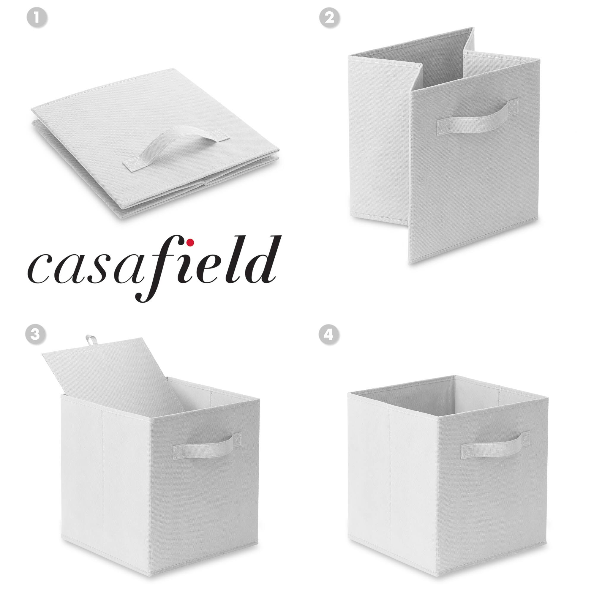 Alt View 5. Casafield - (Set of 6) Collapsible Fabric Cubes - Storage Bins - White.