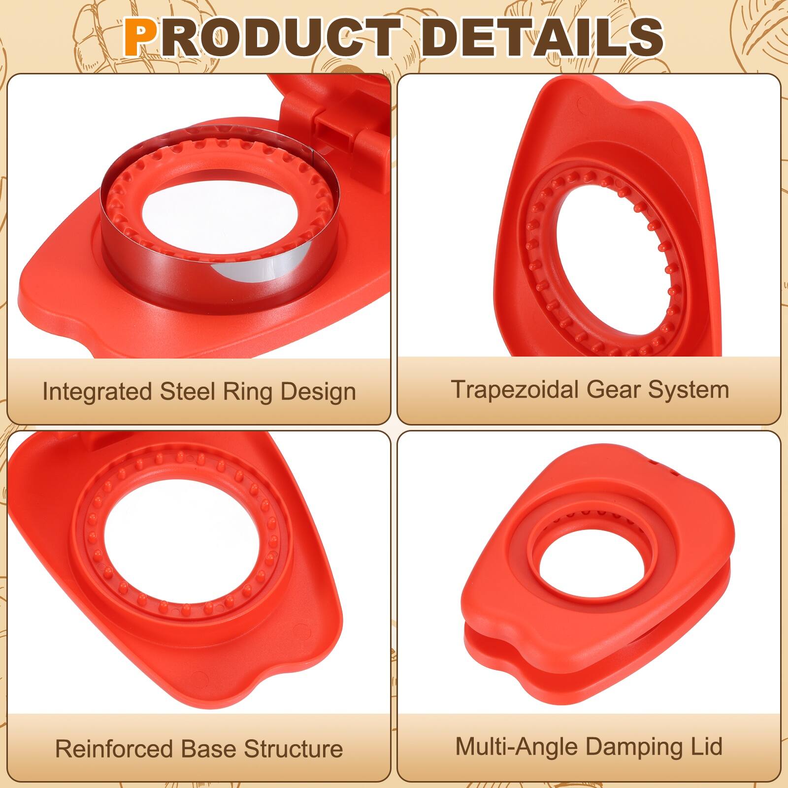 PRODUCT DETAILS

- Integrated Steel Ring Design
- Trapezoidal Gear System
- Reinforced Base Structure
- Multi-Angle Damping Lid