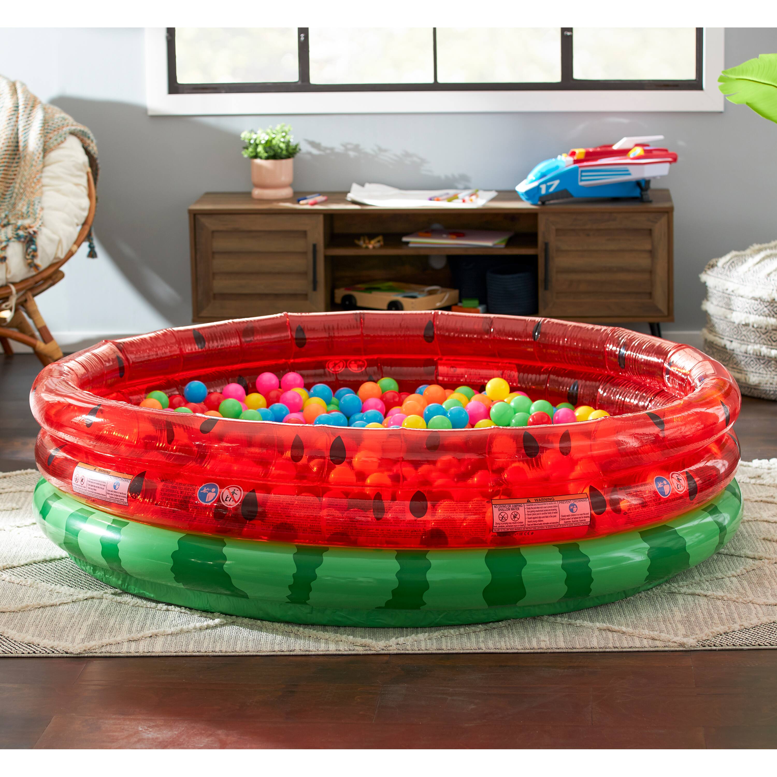 Alt View 4. Intex - Intex Inflatable Kiddie Watermelon Pool with Multi-Colored Fun Ballz, 100 Pack - Multi-color.