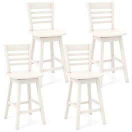 Costway - 4 PCS 24.5" Counter Height Bar Chairs Swivel Bar Stools with Hollow Backrest - White