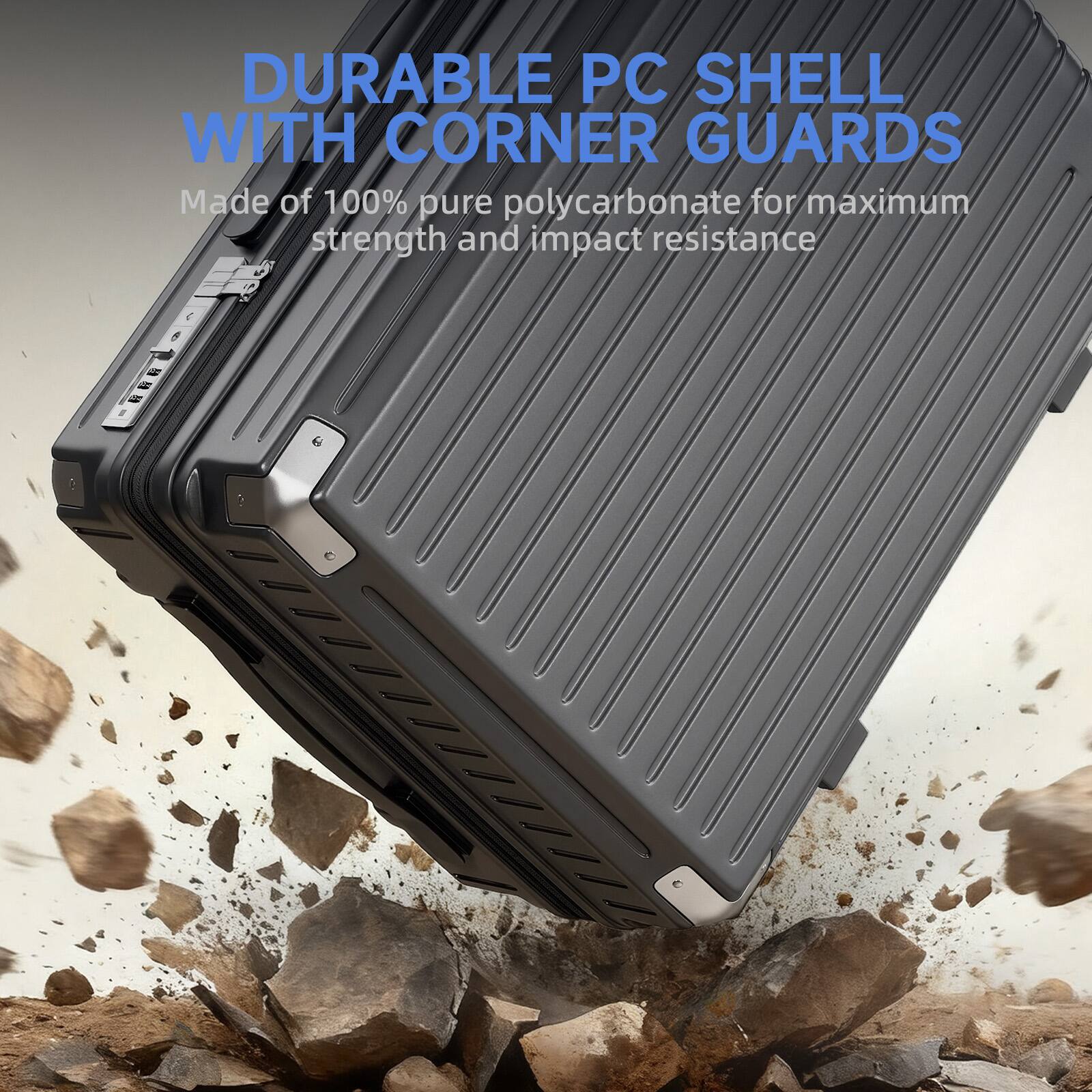 DURABLE PC SHELL WITH CORNER GUARDS

Made of 100% pure polycarbonate for maximum strength and impact resistance