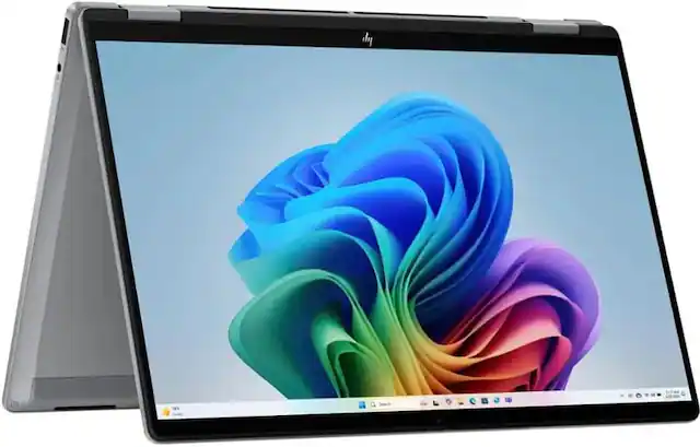 Front. HP - HP OmniBook X 14-fk00 Flip 2-in-1 14" WUXGA Touchscreen Laptop, AMD Ryzen AI 7 350 24GB Ram, 1TB SSD, Windows 11 Pro - Gray.