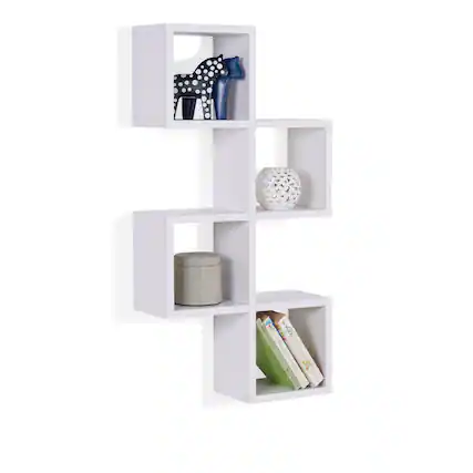 Front. Danya B - Cubby Chessboard Wall Shelf – White - White.