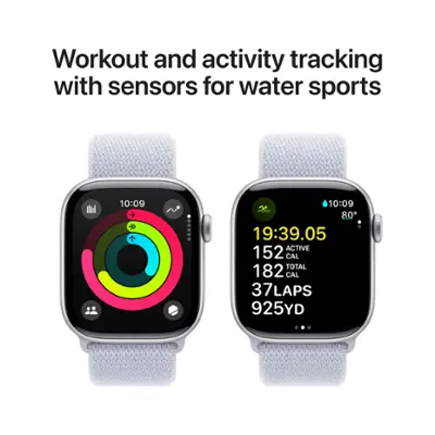 Apple Watch Series 10 (GPS) 42mm Aluminum Case with Blue Cloud Sport Loop - Silver