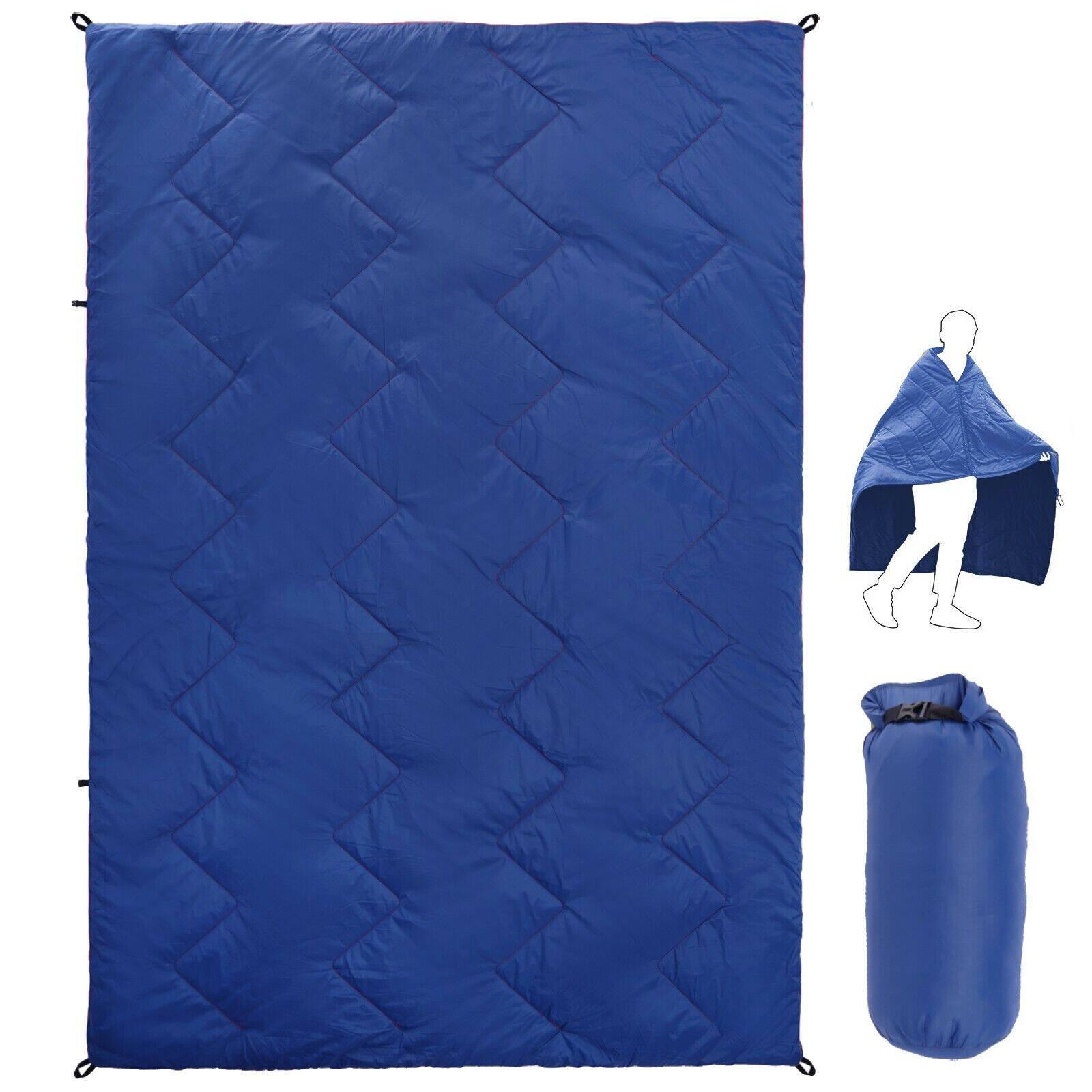 Front. VIVZONE - Outdoor Blanket with Poncho Function - Blue.