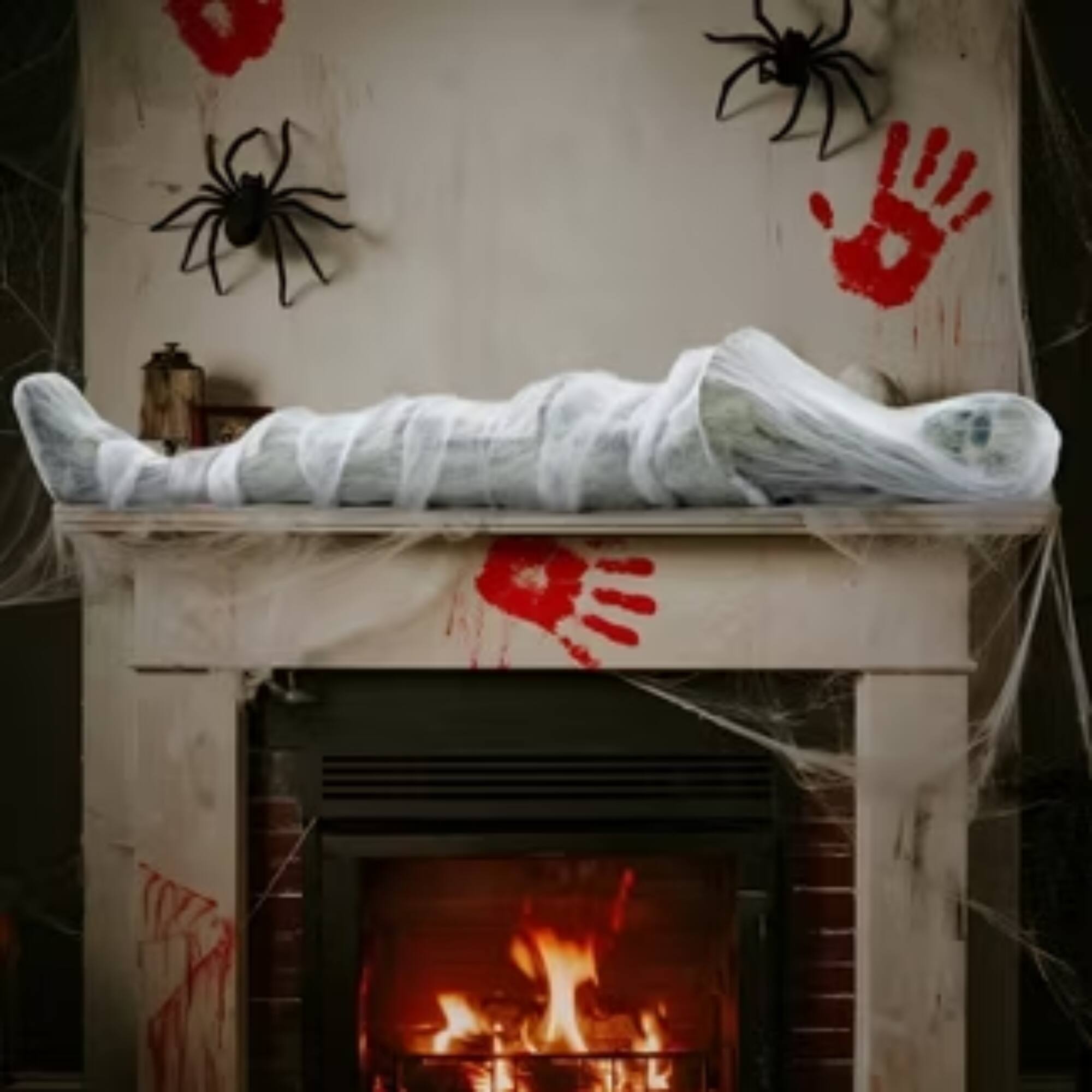 Alt View 3. Joyfy - 72" Hanging Cocoon Corpses Props, Halloween Hanging Decorations, Dead Body Prop for Graveyard Halloween Haunted House - white.