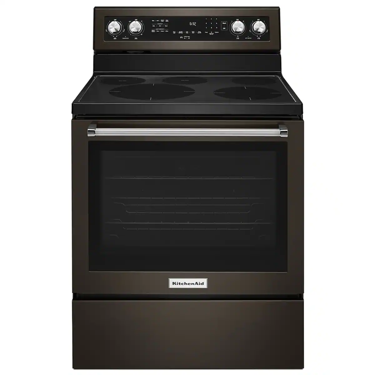KitchenAid - 6.4 Cu. Ft. Self-Cleaning Freestanding Electric Convection Range - Black Stainless Steel - Black Stainless Steel with PrintShieldâ„¢ Finish