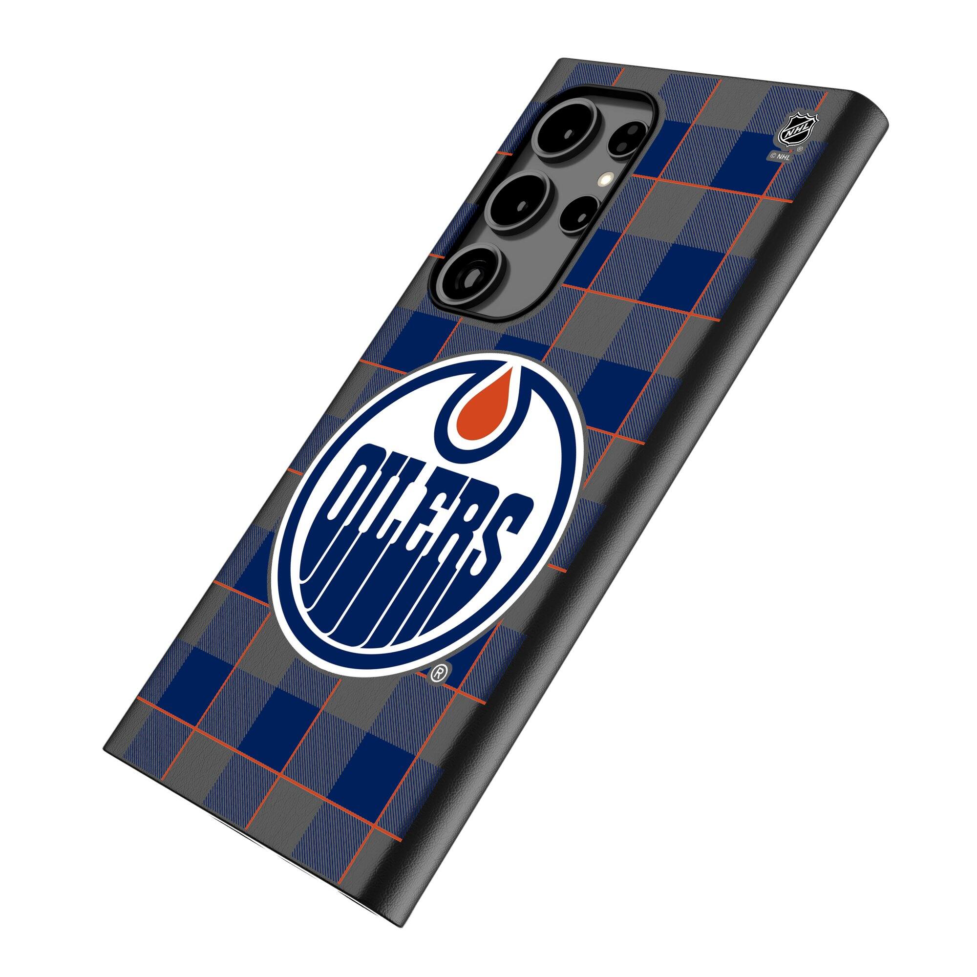 Alt View 1. Keyscaper - Edmonton Oilers Plaid Galaxy Magnetic Bump Case - S24 - Black.