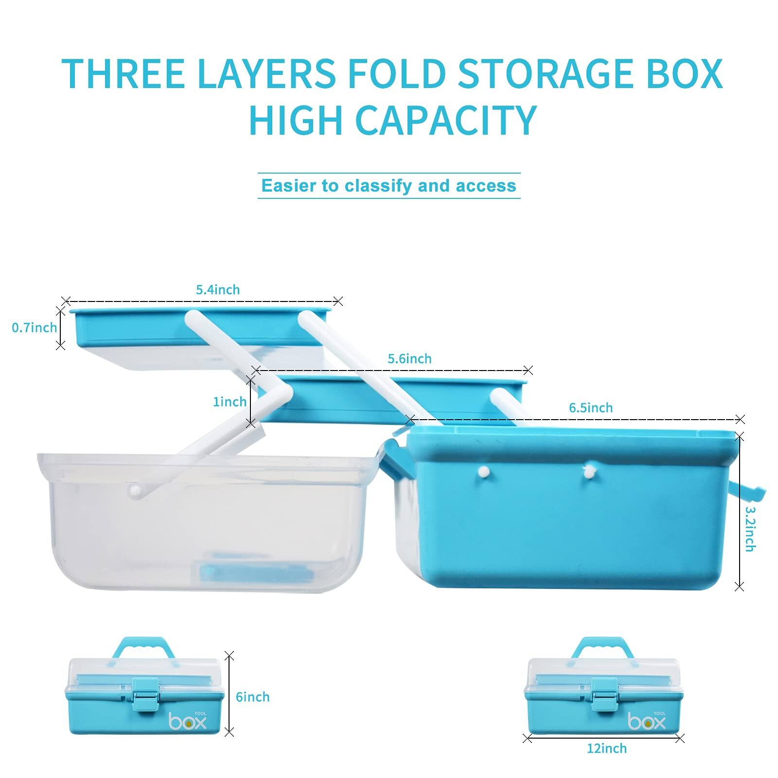 THREE LAYERS FOLD STORAGE BOX  
HIGH CAPACITY  

Easier to classify and access  

5.4inch X 0.7inch  
5.6inch X 1inch  
6.5inch X 3.2inch  

6inch  
12inch