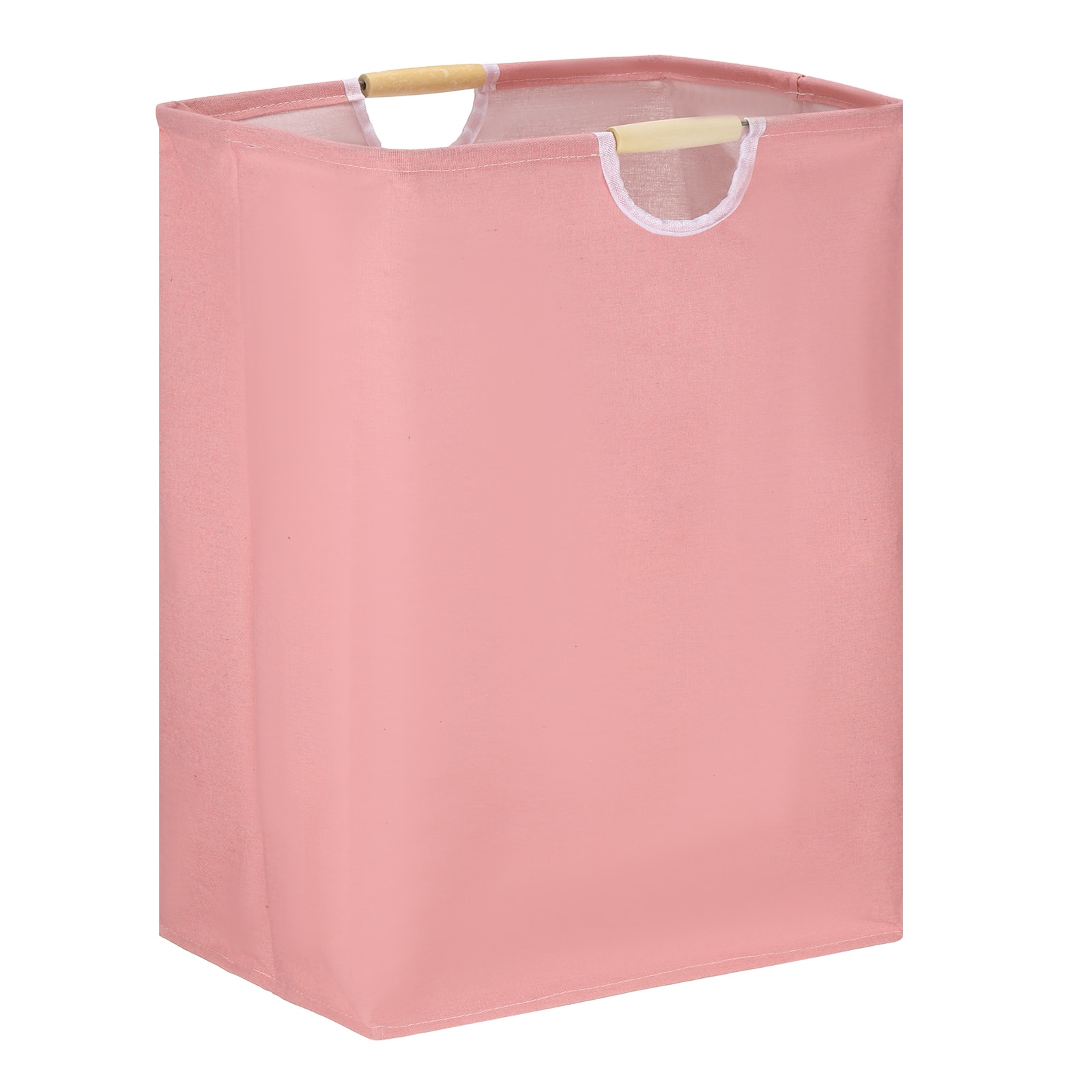 Unique Bargains - Large Laundry Basket, Foldable Hamper with Wooden Handles, Tall Storage for Comforter, Clothing, Blanket, Pillows - Pink