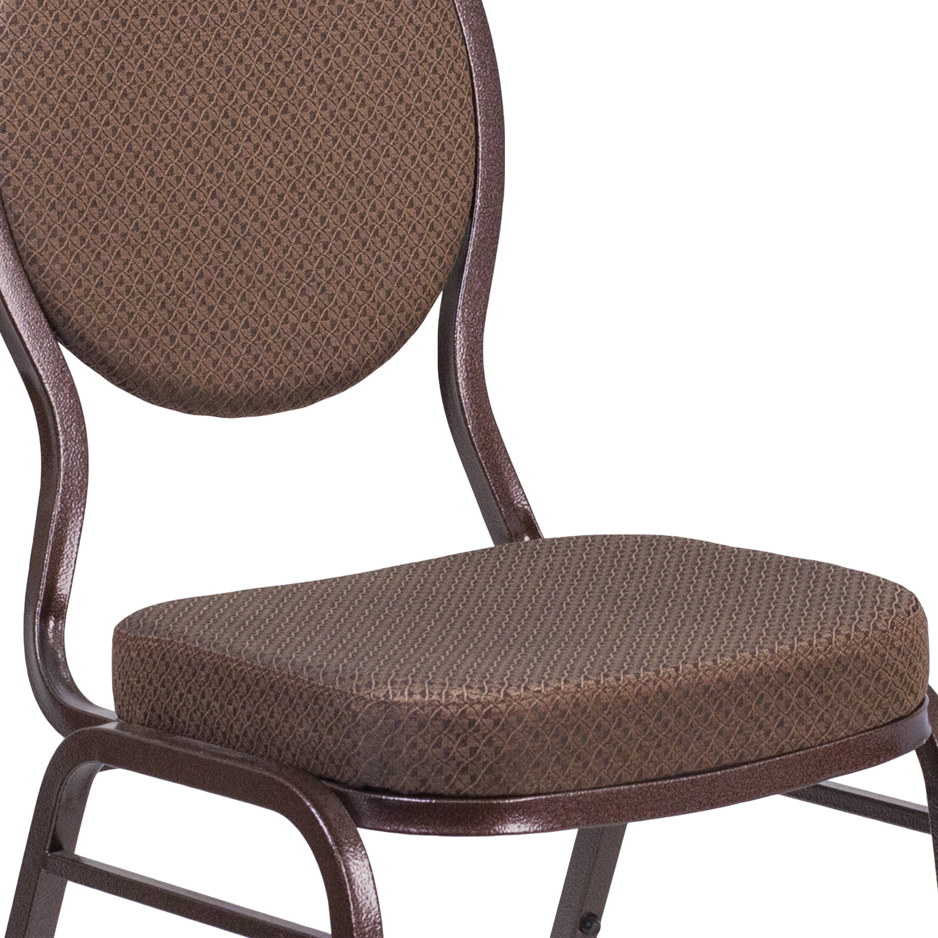 Alt View 9. Emma + Oliver - Teardrop Back Stacking Banquet Dining Chair - Brown Patterned Fabric/Copper Vein Frame.