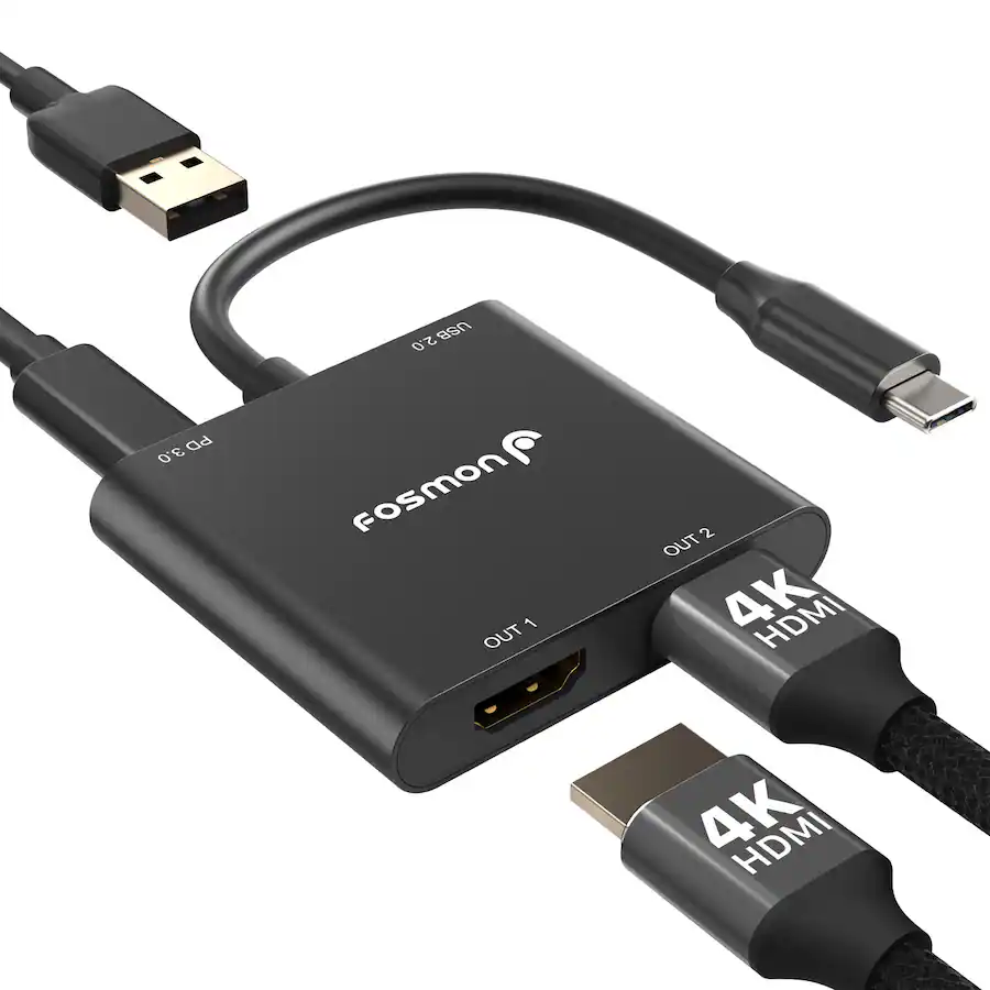 Fosmon USB C Hub, USB C to Dual HDMI Adapter 4k@30Hz, HDMI