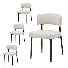 Bestier - Modern Dining Chairs Set of 4, Upholstered Dining Chairs with Curved Backrest,Sturdy Metal Frame - Beige